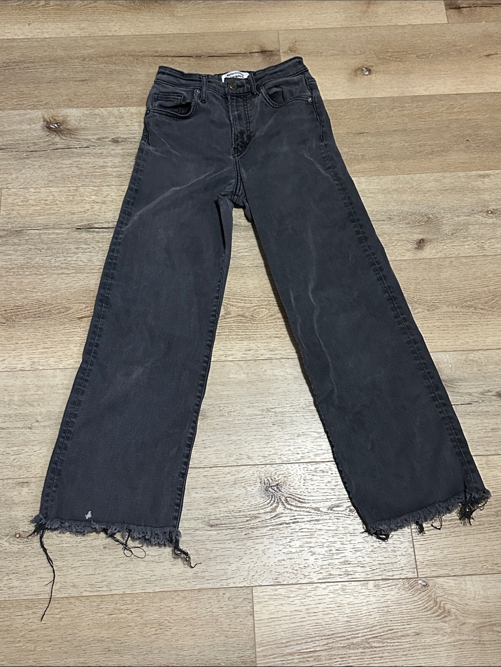 Reformation Black Wide-Leg High-Rise Jeans with Frayed Hem - Picture 1 of 5